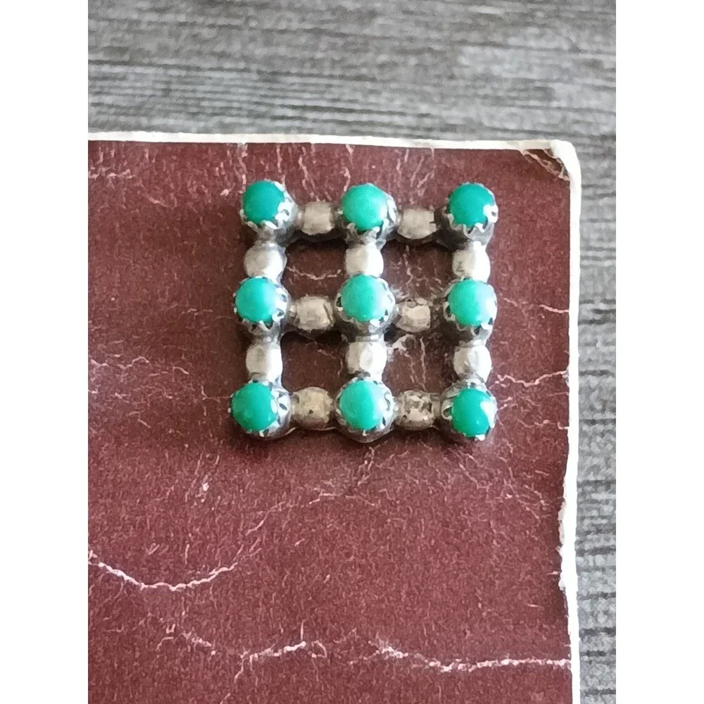 Zuni Jonita Boone Sterling Silver Turquoise  Vintage Earrings On Original Card